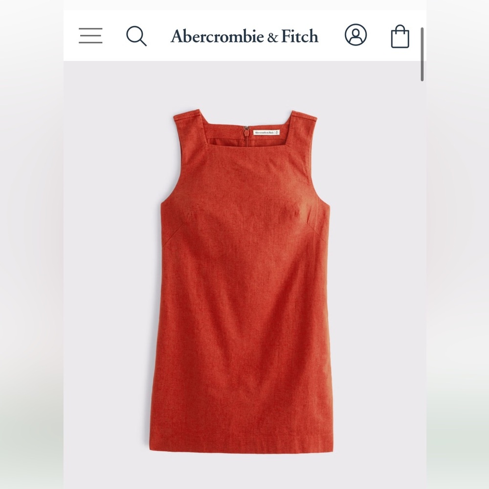 NWT Red High-Neck Linen-Blend Mini Dress